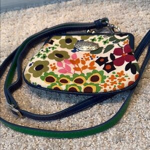 Brighton Floral Canvas Crossbody with Navy and Green Trim
